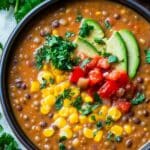 Hearty Vegetarian Lentil Tortilla Soup – A Cozy Bowl of Comfort