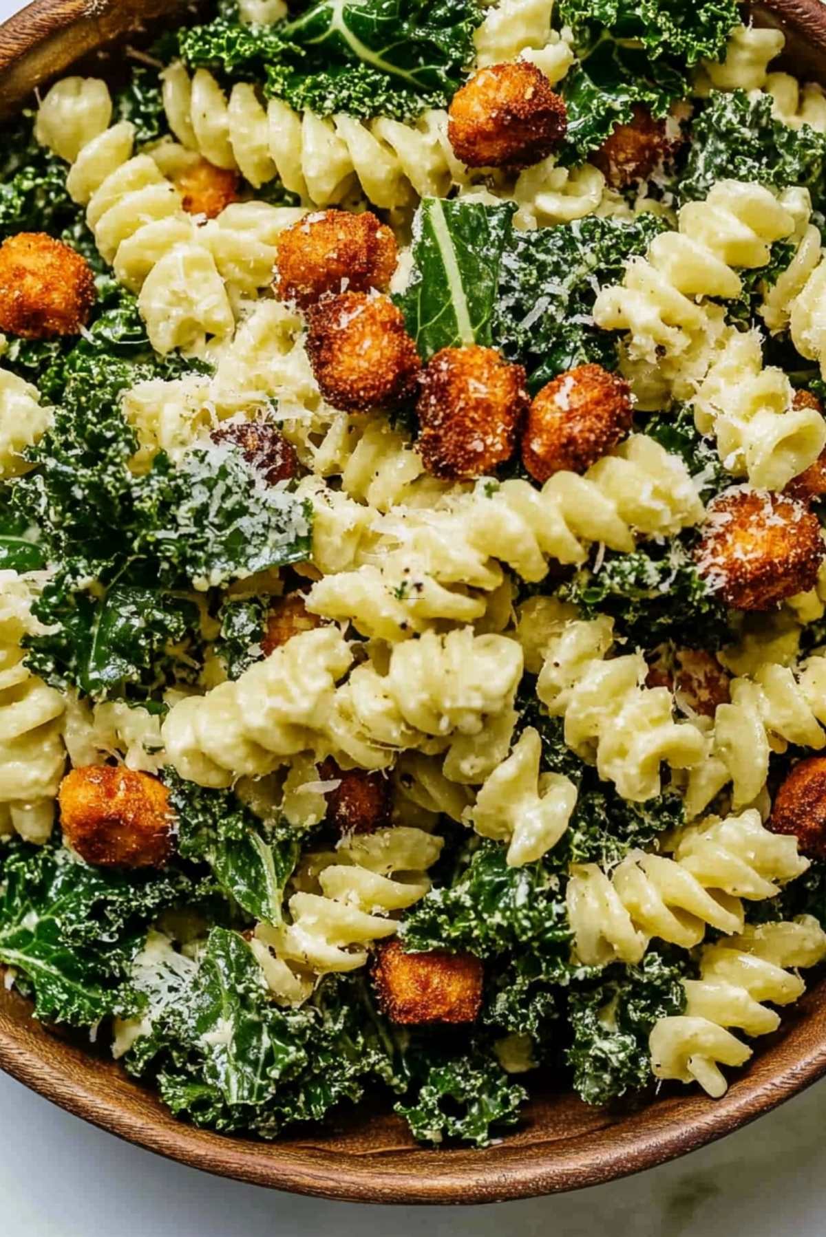 Kale Caesar Pasta Salad