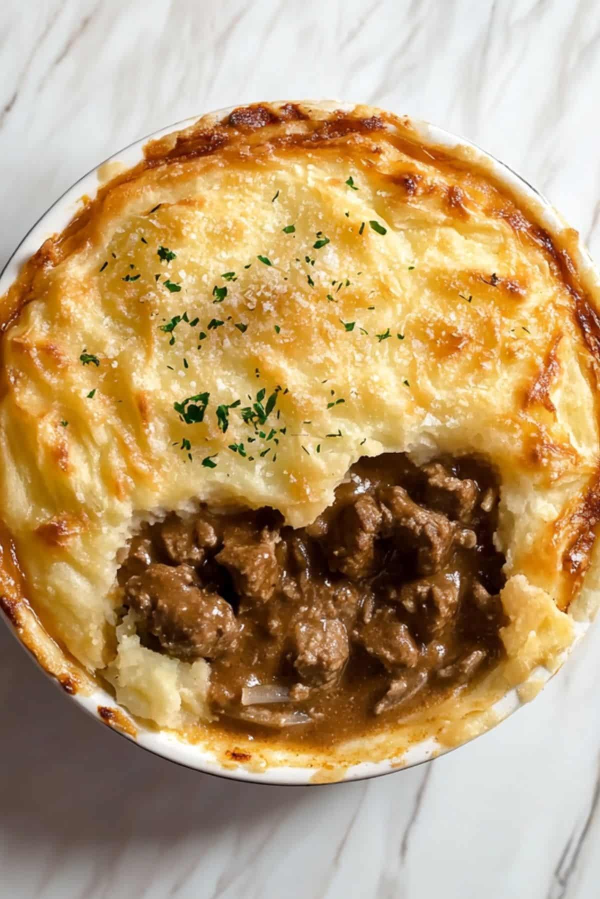Beef Stroganoff Cottage Pie with Crispy Parmesan Topping