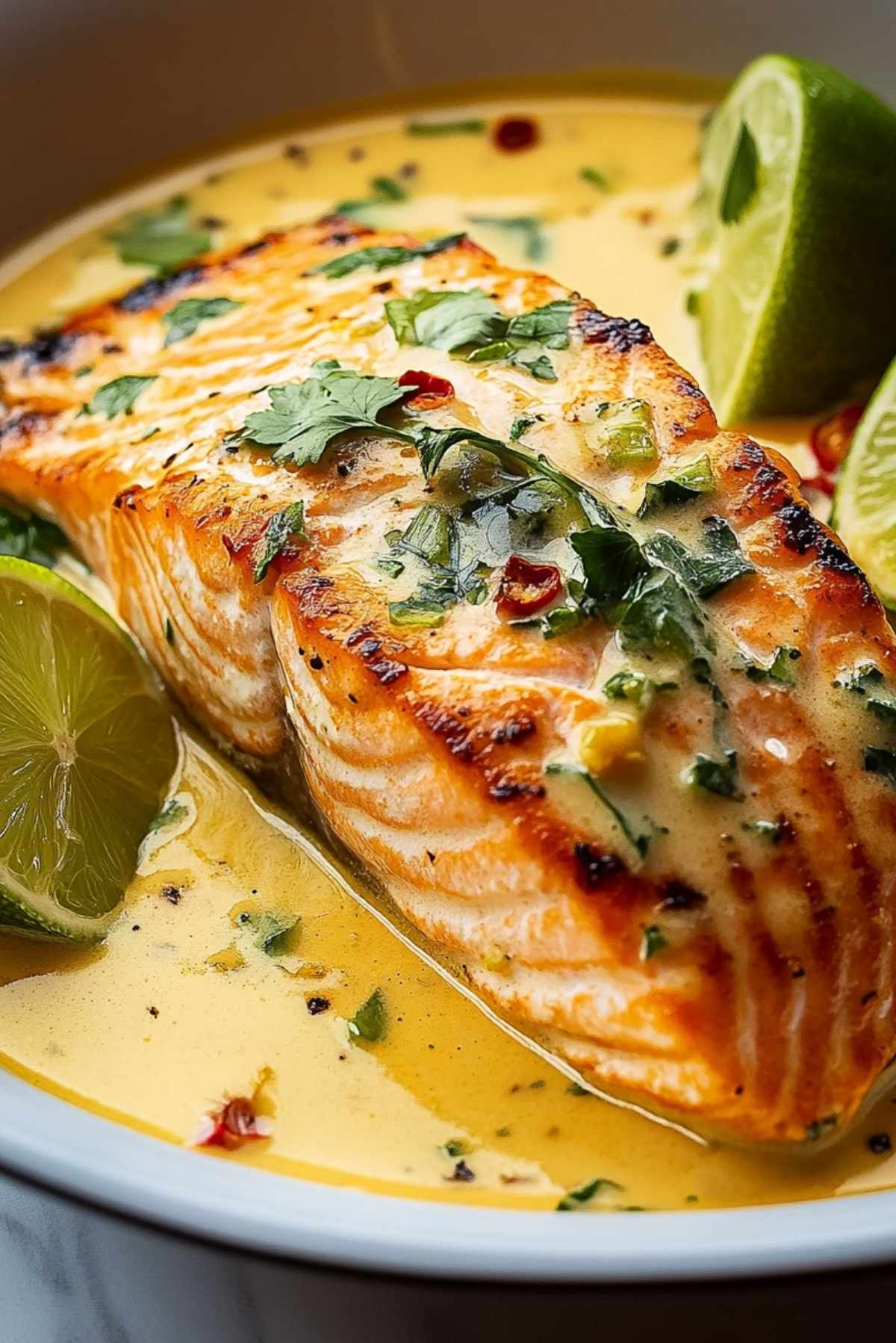 Poached Salmon in Coconut Lime Sauce