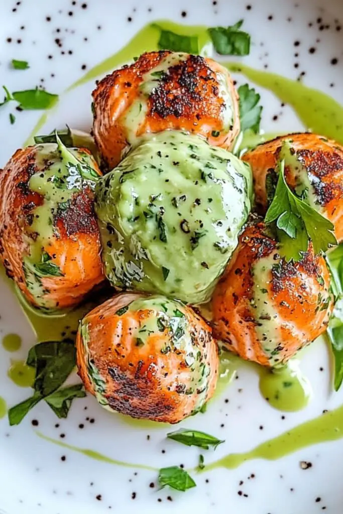 Salmon Balls with Creamy Avocado Sauce: Healthy Dinner Ideas