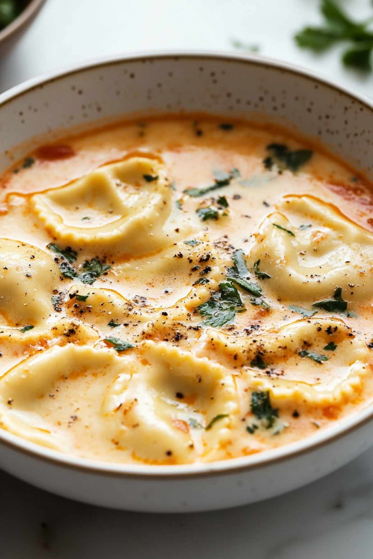 Creamy Tuscan Ravioli Soup
