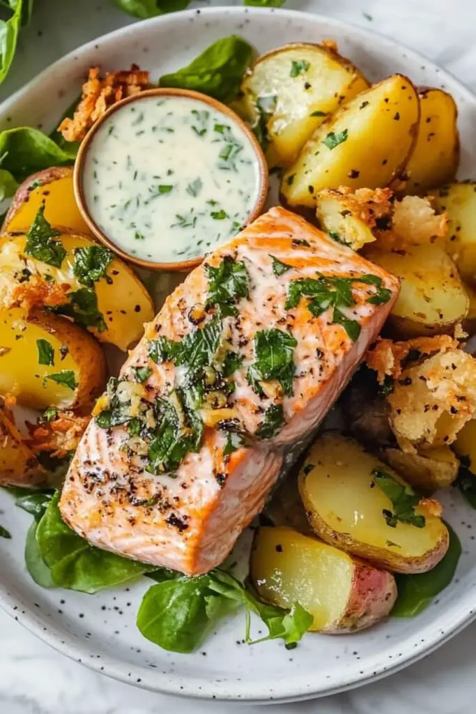 Dijon Salmon and Crispy Potatoes 4 Dijon Salmon and Crispy Potatoes
