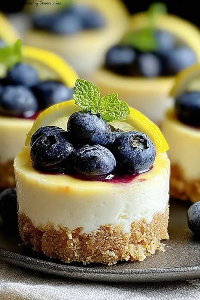 Mini Lemon Blueberry Cheesecakes 4 Mini Lemon Blueberry Cheesecakes