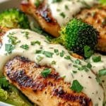 Grilled Chicken & Broccoli Bowls with Creamy Garlic Sauce